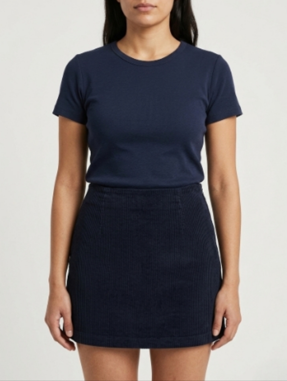 Kotn Navy Corduroy Mini Skirt High Waist Preppy Academia Size S